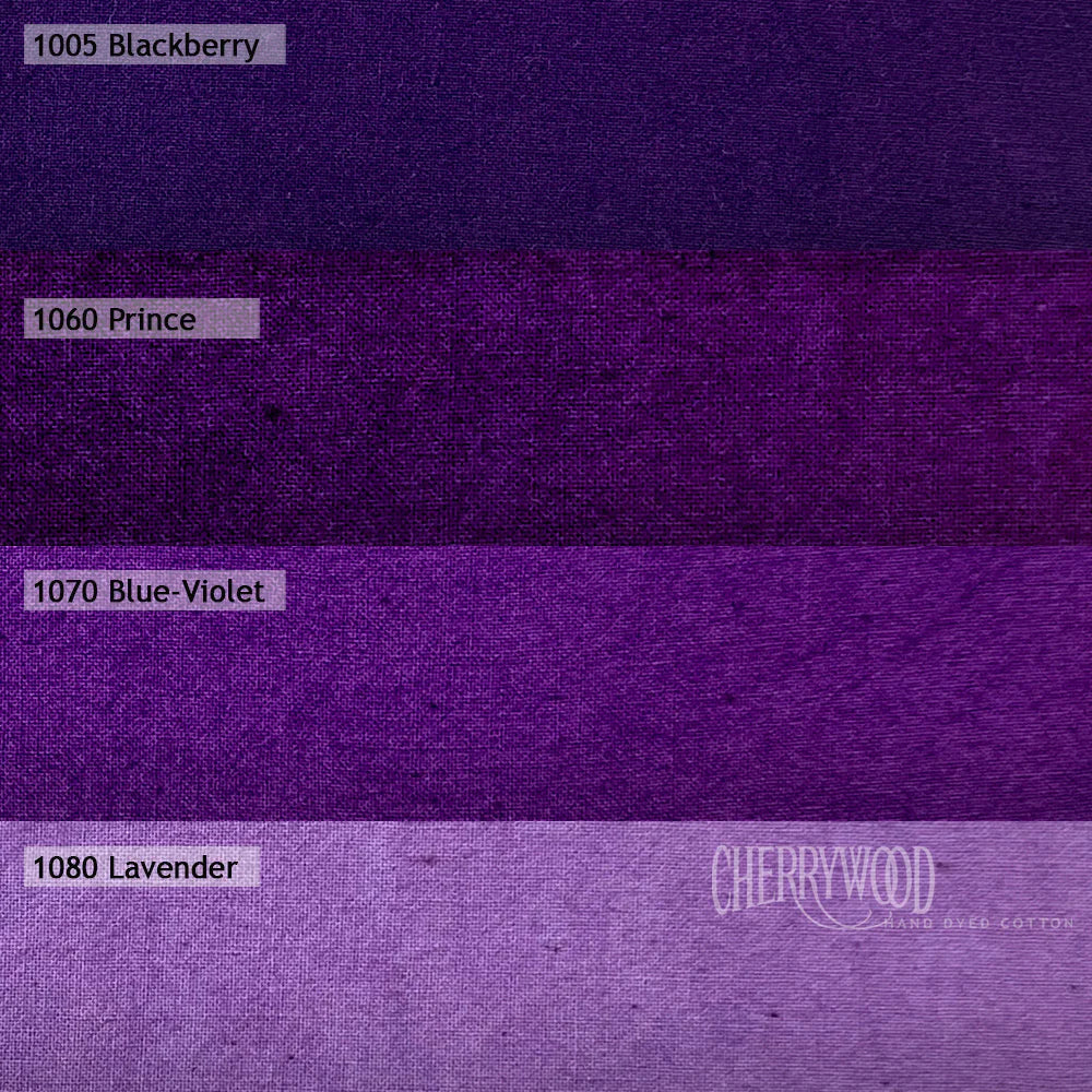 Cherrywood Hand Dyed Fabrics - Prince Medley 4 Step Fat Quarter Bundle (Purple) - 4 pieces
