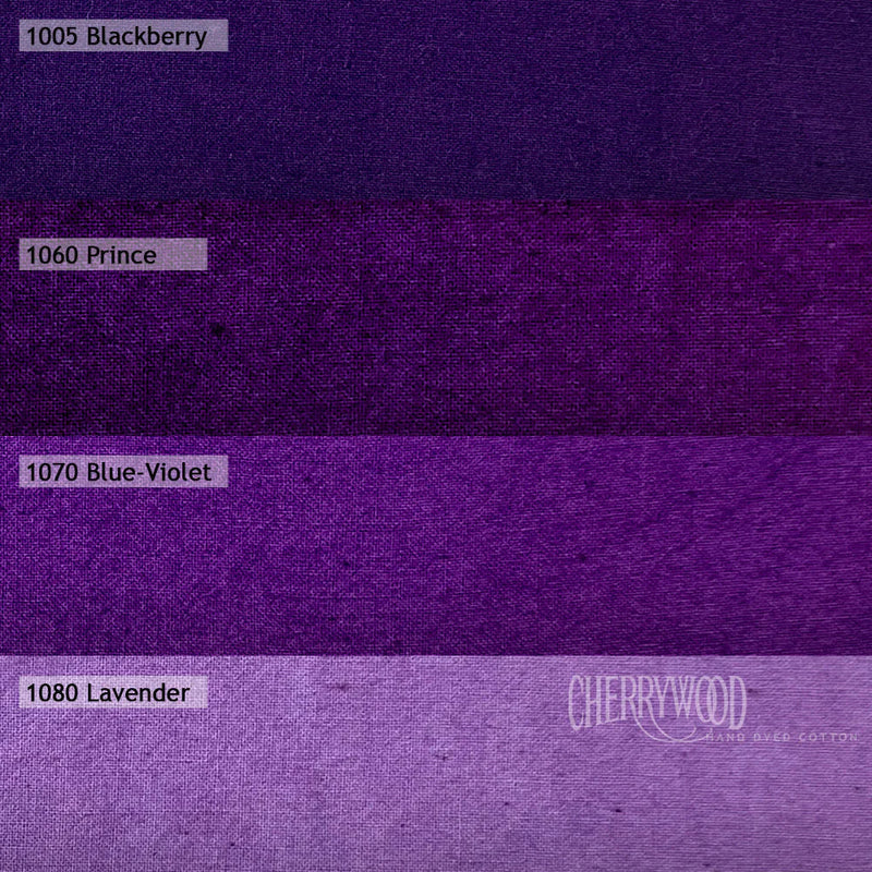 Cherrywood Hand Dyed Fabrics - Prince Medley 4 Step Fat Quarter Bundle (Purple) - 4 pieces