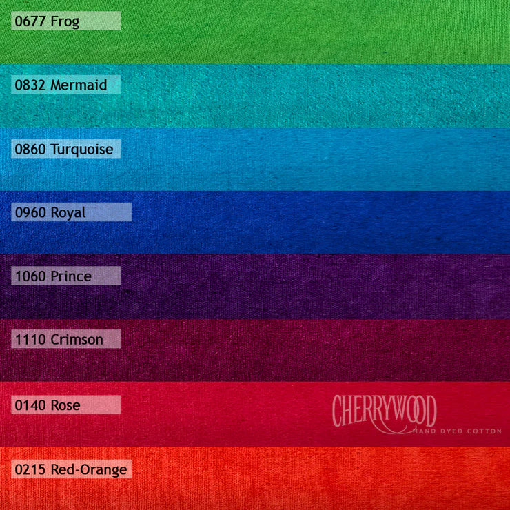 Cherrywood Hand Dyed Fabrics - Vegas 8 Step Fat Quarter Bundle (Green, Blue, Violet, Red) - 8 pieces