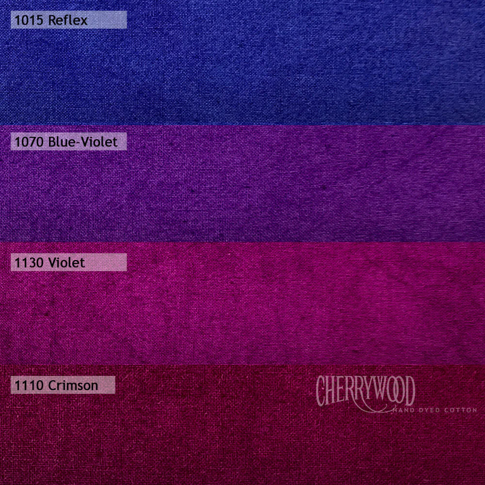 Cherrywood Hand Dyed Fabrics - Violet Medley 4 Step Fat Quarter Bundle (Purple to Red Violet) - 4 pieces