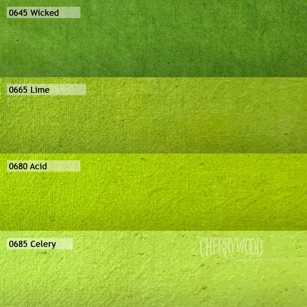 Cherrywood Hand Dyed Fabrics - Wicked Medley 4 Step Fat Quarter Bundle (Green) - 4 pieces