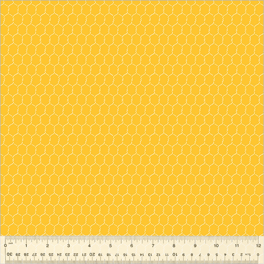Chicken Littles Quilt Fabric - Chicken Wire in Yolk Yellow - 51863A-3