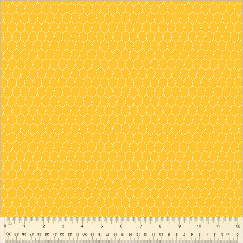 Chicken Littles Quilt Fabric - Chicken Wire in Yolk Yellow - 51863A-3