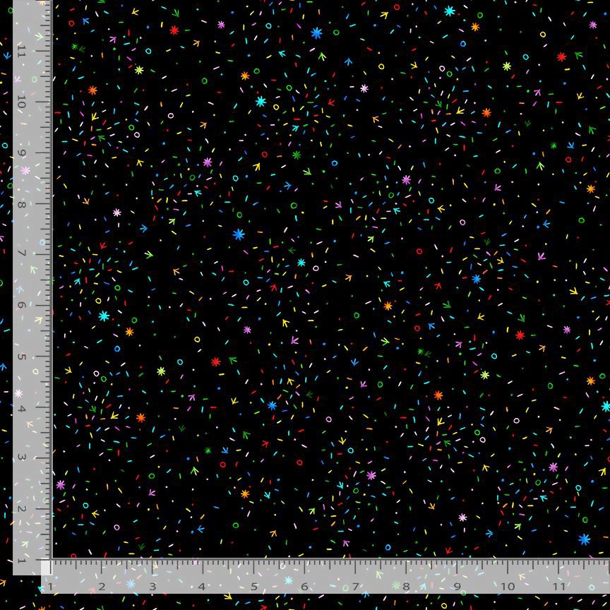Chicken Scratch Quilt Fabric - Chicken Scratch in Confetti Black/Multi - CHARISMA-CD3200 CONFETTI