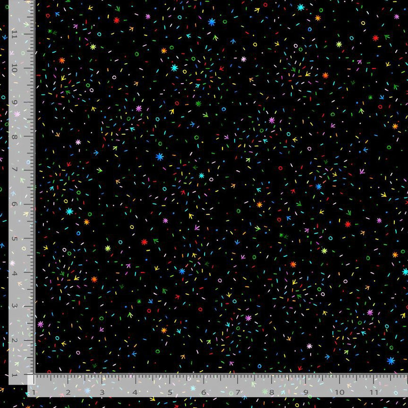 Chicken Scratch Quilt Fabric - Chicken Scratch in Confetti Black/Multi - CHARISMA-CD3200 CONFETTI