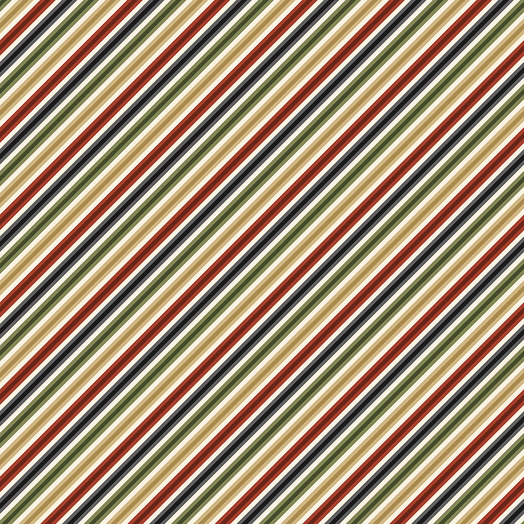 Christmas Tales Quilt Fabric - Diagonal Stripe in Multi - Y4807-55
