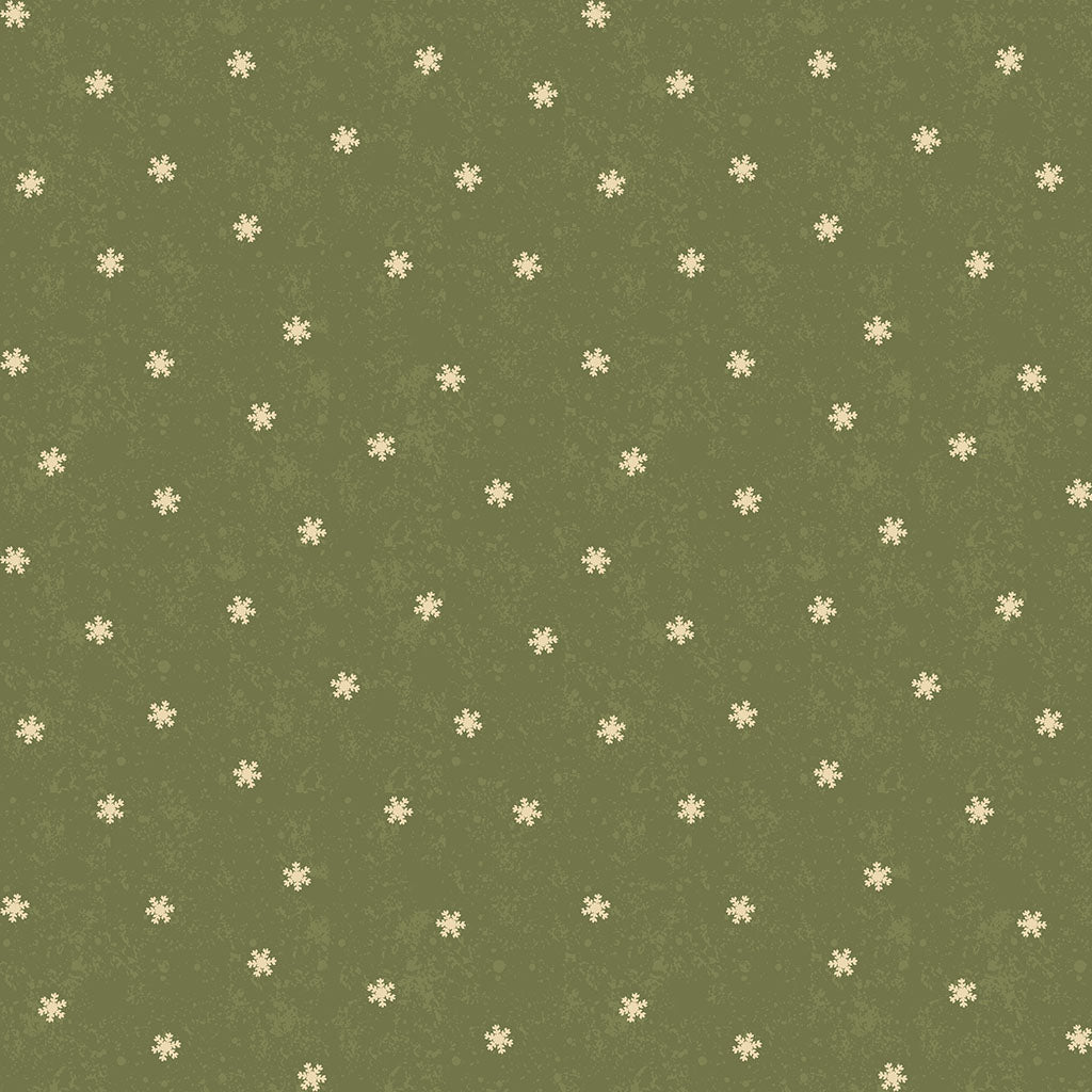 Christmas Tales Quilt Fabric - Snow Dot in Olive Green - Y4808-24