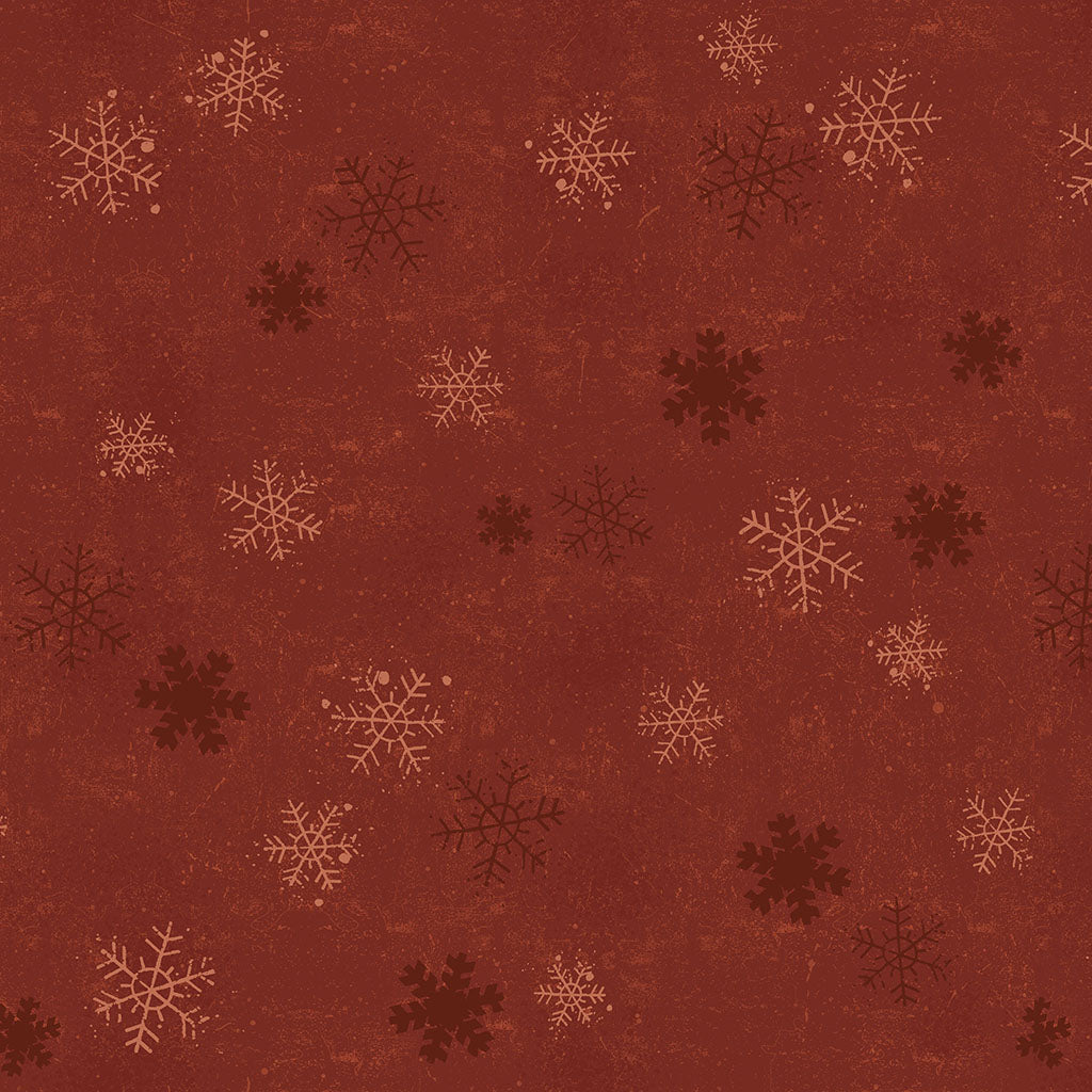 Christmas Tales Quilt Fabric - Snowflakes in Dark Red - Y4806-83