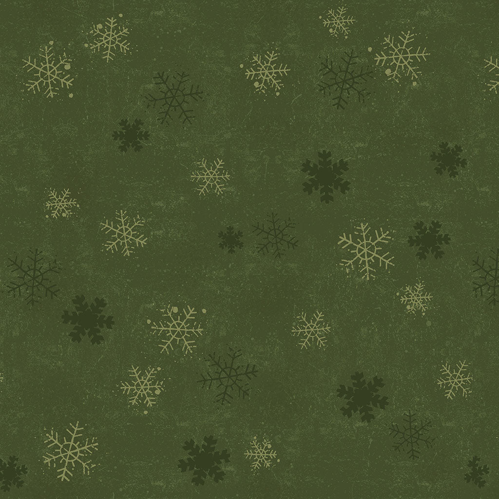 Christmas Tales Quilt Fabric - Snowflakes in Forest Green - Y4806-113