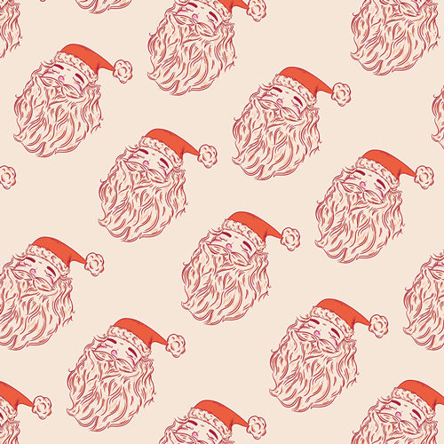 Christmas in Color Quilt Fabric - Holiday Cheer Santa in Cream/Red - CMC-25402