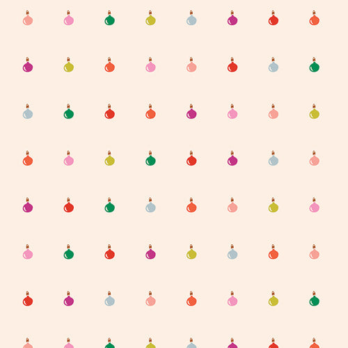 Christmas in Color Quilt Fabric - Ornament March in Cream - CMC-25401
