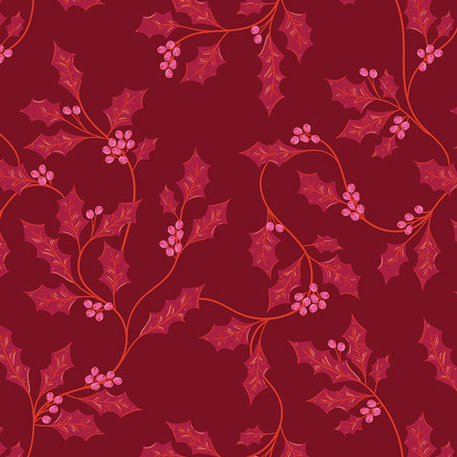 Christmas in Color Quilt Fabric - Berry and Bloom in Dark Red - CMC-25410