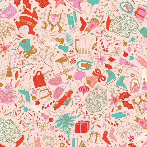 Christmas in Color Quilt Fabric - Decked and Dazzled in Cream/Multi - CMC-25403