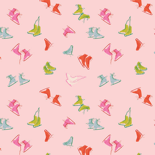 Christmas in Color Quilt Fabric - Freestyle Winter Skates in Jolly Pink - CMC-25404