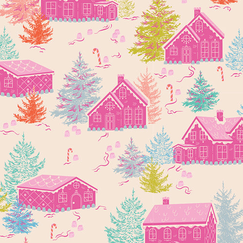 Christmas in Color Quilt Fabric - Gumdrops and Gables in Cream/Multi - CMC-25414