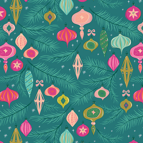 Christmas in Color Quilt Fabric - Jingle All the Way in Spruce Teal - CMC-25411