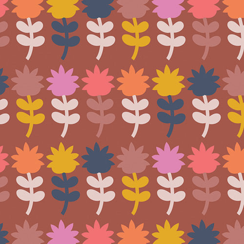 Cinnamon Toast Quilt Fabric - Mini Dutch Bloom in Cinnamon Orange - CMT-62907