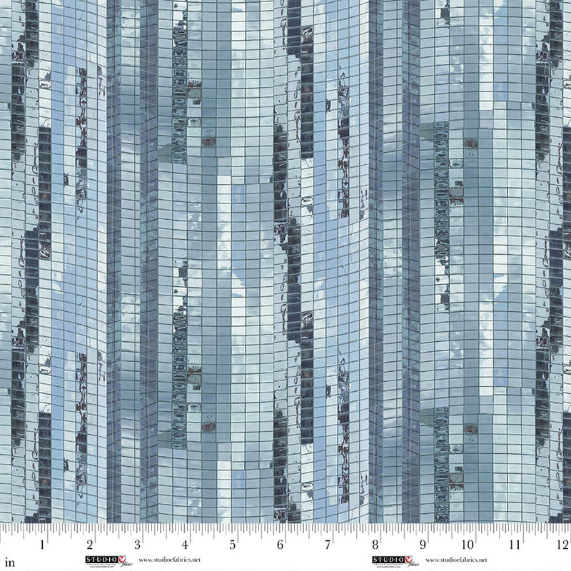 City Slicker Quilt Fabric - Blue Windows in Blue Glass - 8415-76