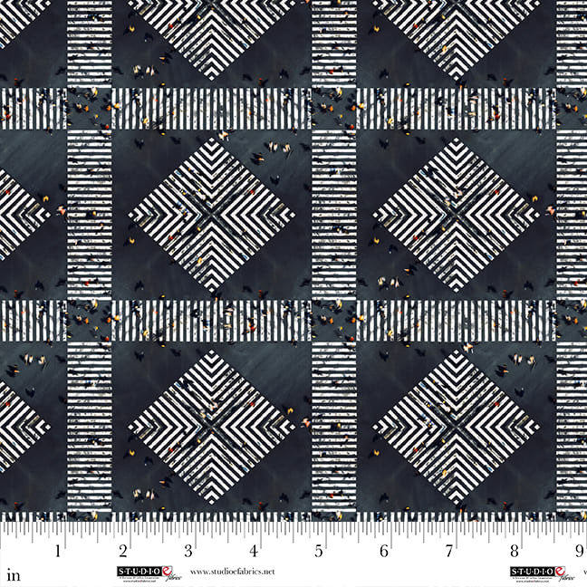 City Slicker Quilt Fabric - Intersection in Asphalt Black - 8413-23