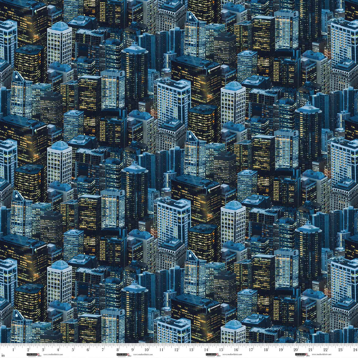 City Slicker Quilt Fabric - Nightlife in Blue Steel - 8414-77
