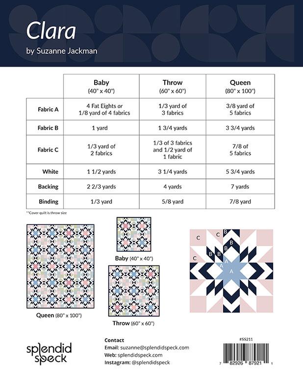 Clara Quilt Pattern by Suzanne Jackman - SS211