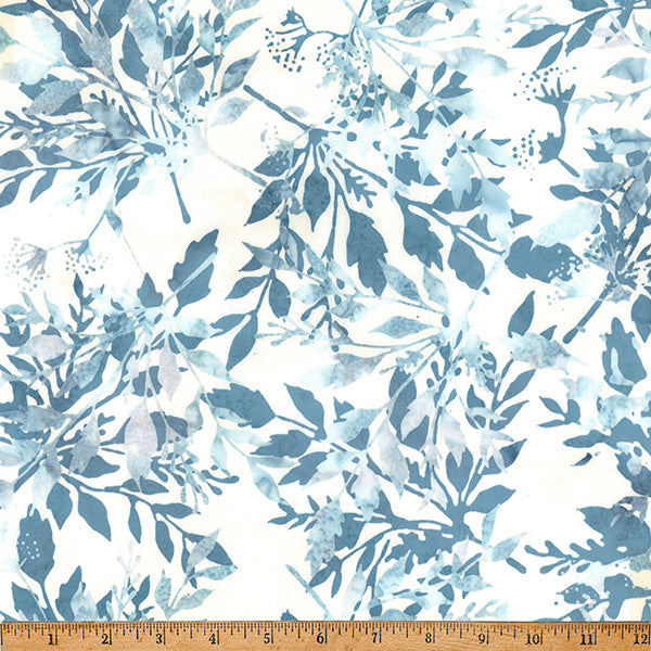 Clear Skies Hoffman Batik Quilt Fabric - Leafy in Breakers Blue - X2646-508 Breakers