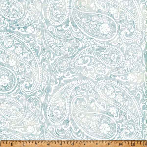 Clear Skies Hoffman Batik Quilt Fabric - Paisley in Iceberg Blue/Gray - X2648-698 Iceberg