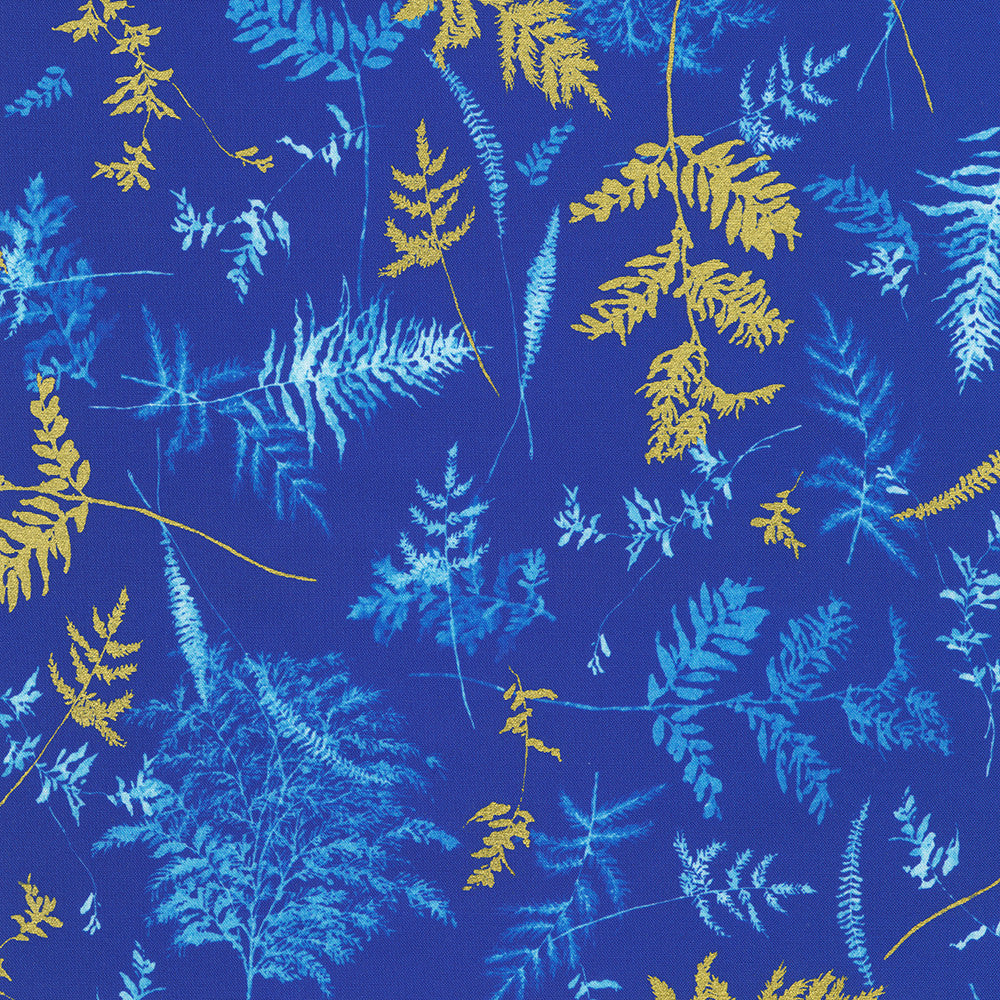 Cobalt Bliss Quilt Fabric - Leaves in Cobalt Blue - AVMDM-23216-72 COBALT