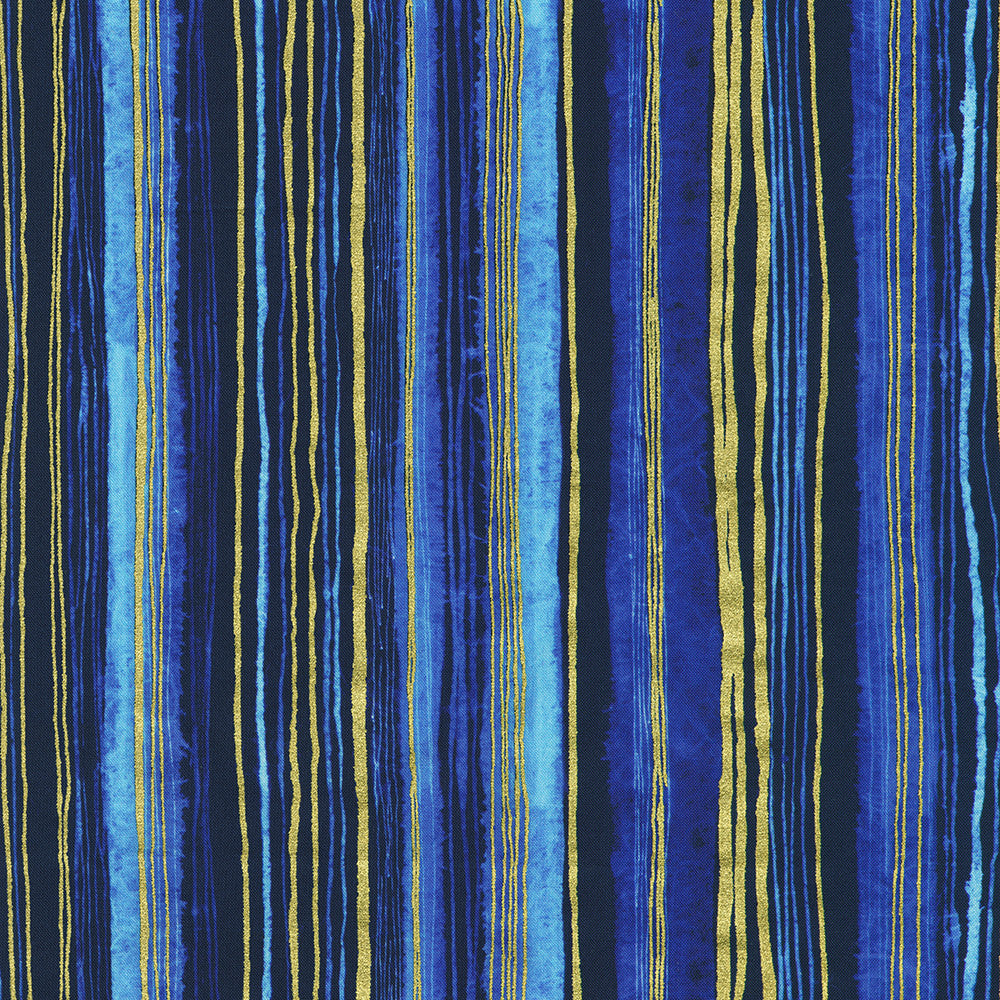 Cobalt Bliss Quilt Fabric - Stripes in Navy Blue - AVMDM-23219-9 NAVY