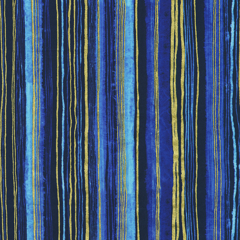 Cobalt Bliss Quilt Fabric - Stripes in Navy Blue - AVMDM-23219-9 NAVY