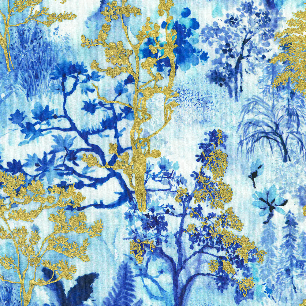 Cobalt Bliss Quilt Fabric - Wildflowers in Sky Blue - AVMDM-23213-63 SKY