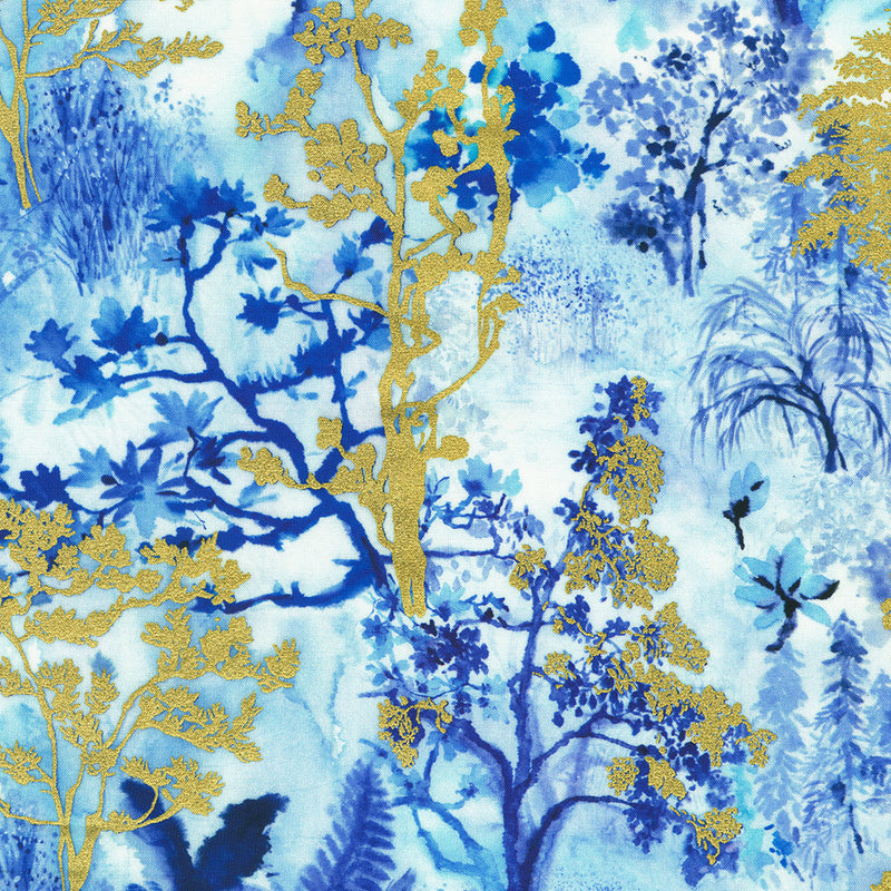 Cobalt Bliss Quilt Fabric - Wildflowers in Sky Blue - AVMDM-23213-63 SKY