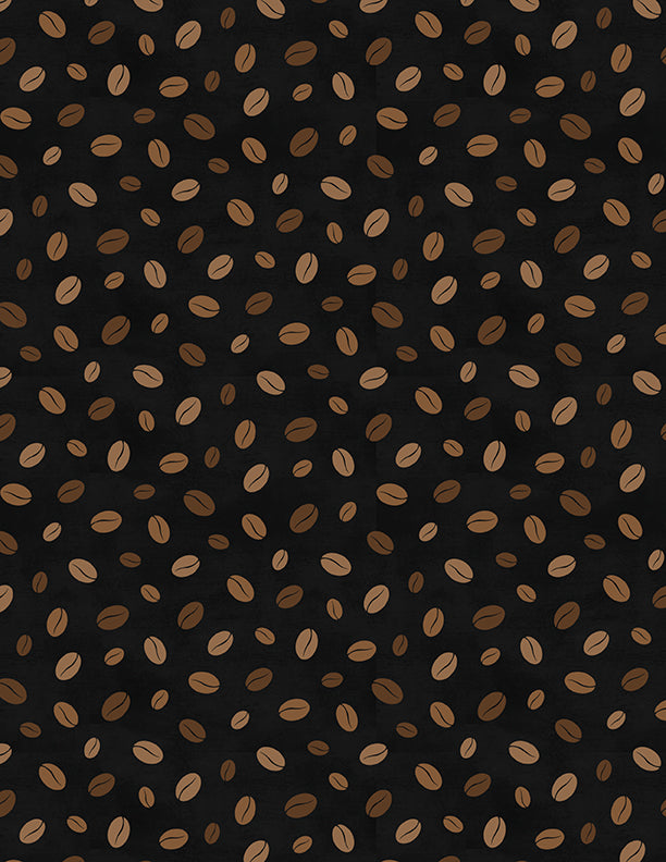 Coffee Life Quilt Fabric - Coffee Bean Toss in Black - 1828-82672-922