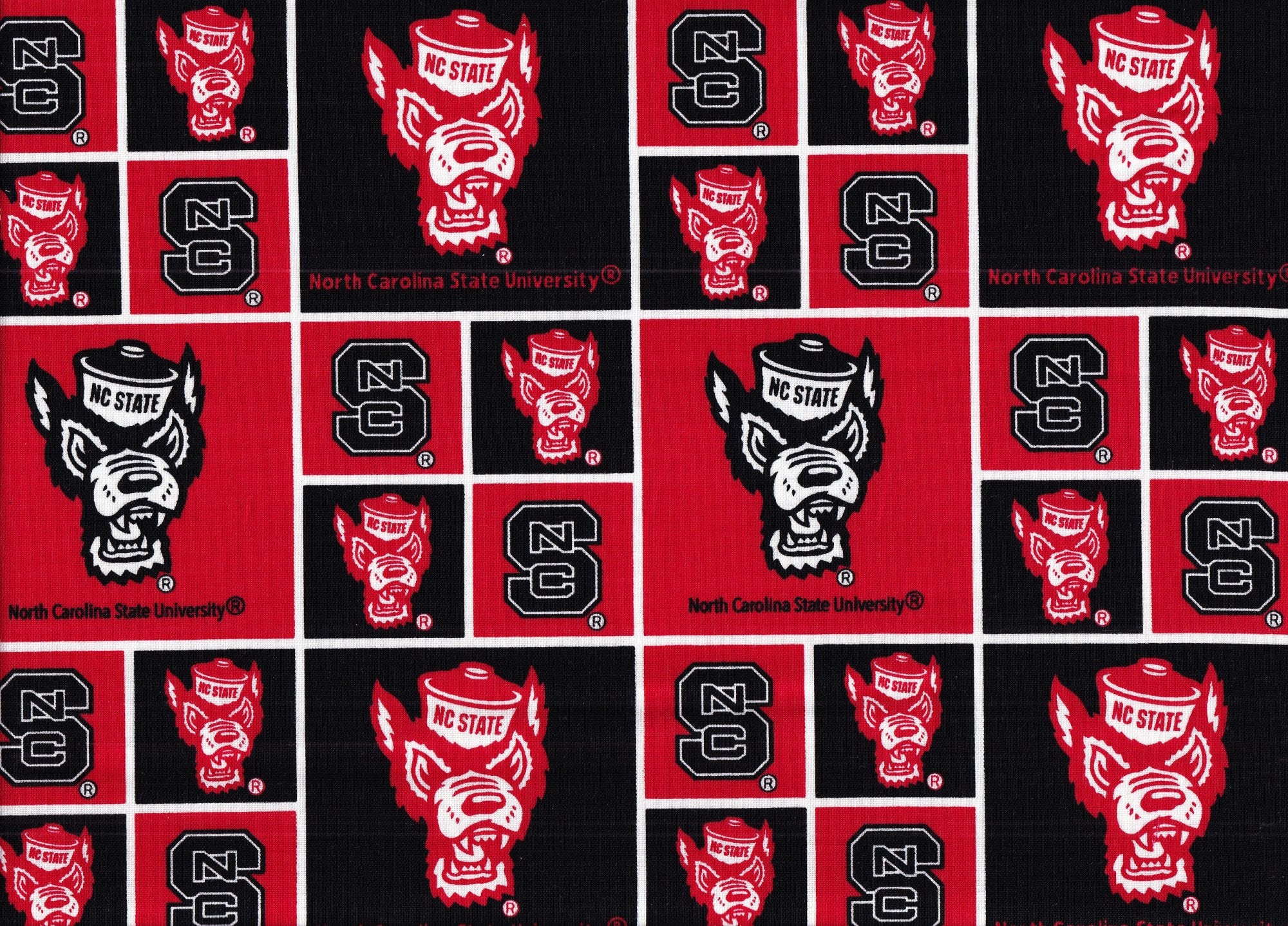College Cottons Quilt Fabric - North Carolina State Box Allover - NCS020