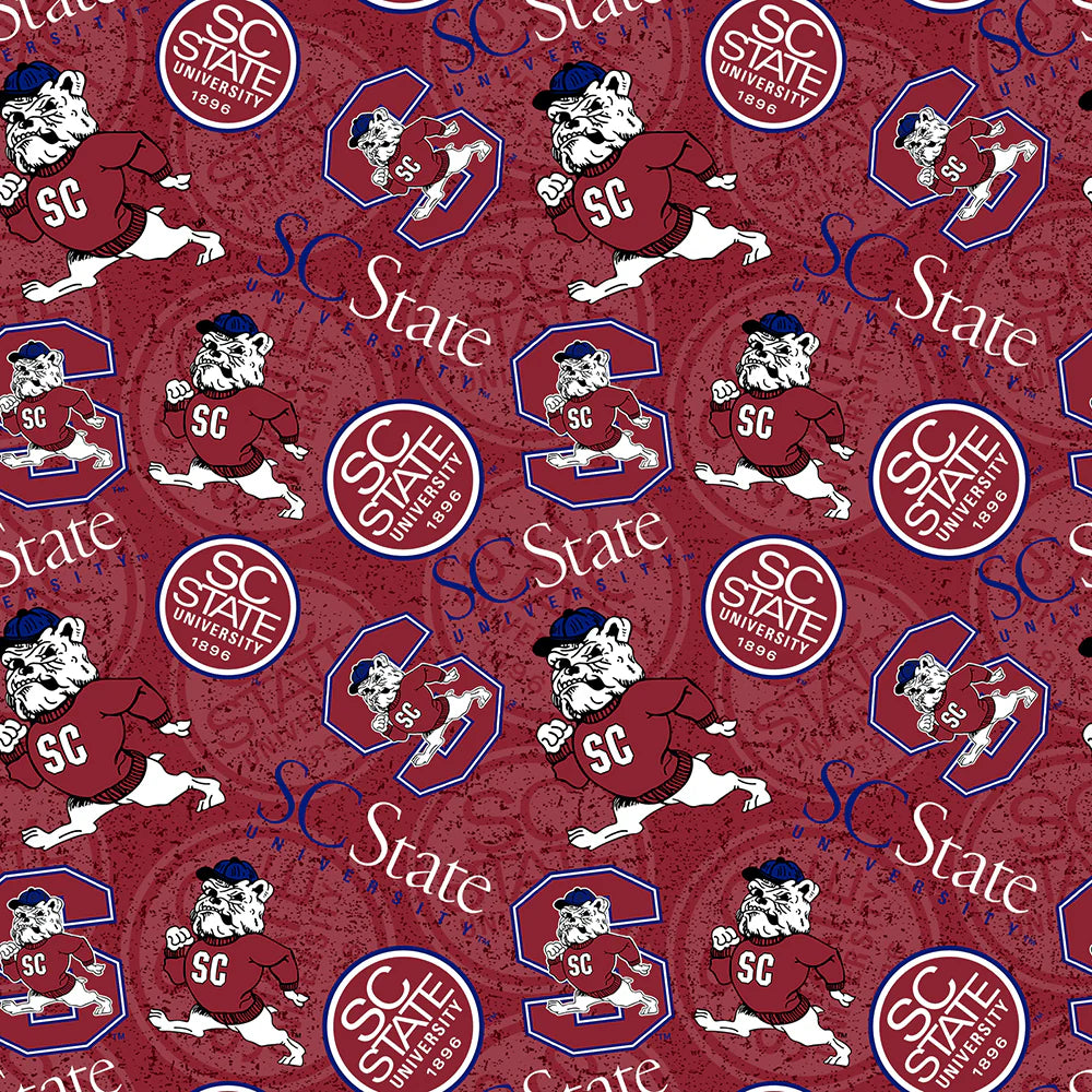 College Cottons Quilt Fabric - South Carolina State University Tone on Tone in Garnet/Blue - SCT1178
