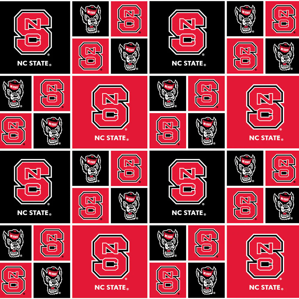 College Cottons Quilt Fabric - North Carolina State Box Allover - NCS020