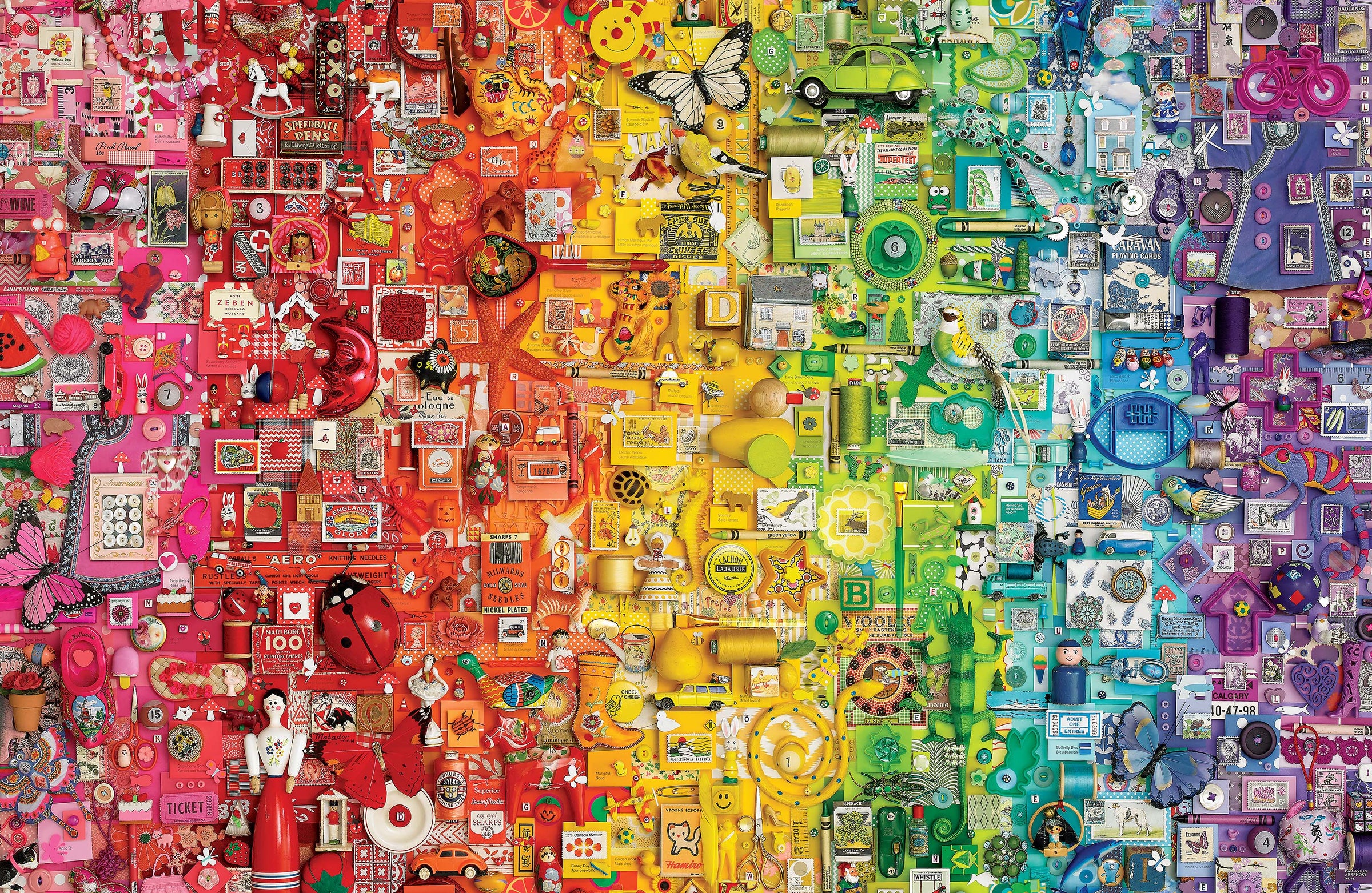 Color Collage 2 Quilt Fabric - Rainbow in White/Multi - DP25230-10