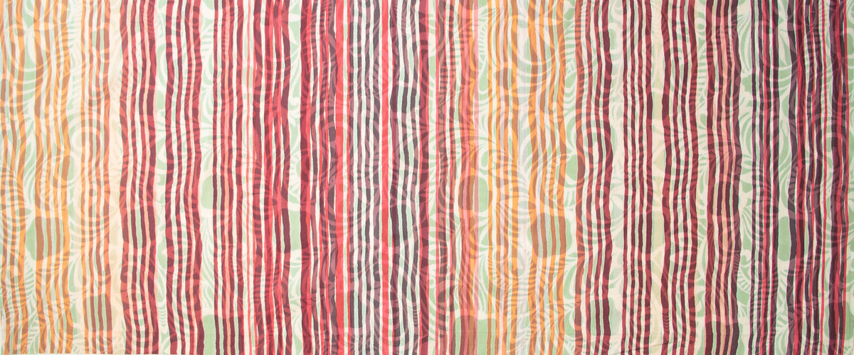 Color Me Banyan Veranda Batik Quilt Fabric - Floral Stripe in Lipstick Red/Multi - 80759-24