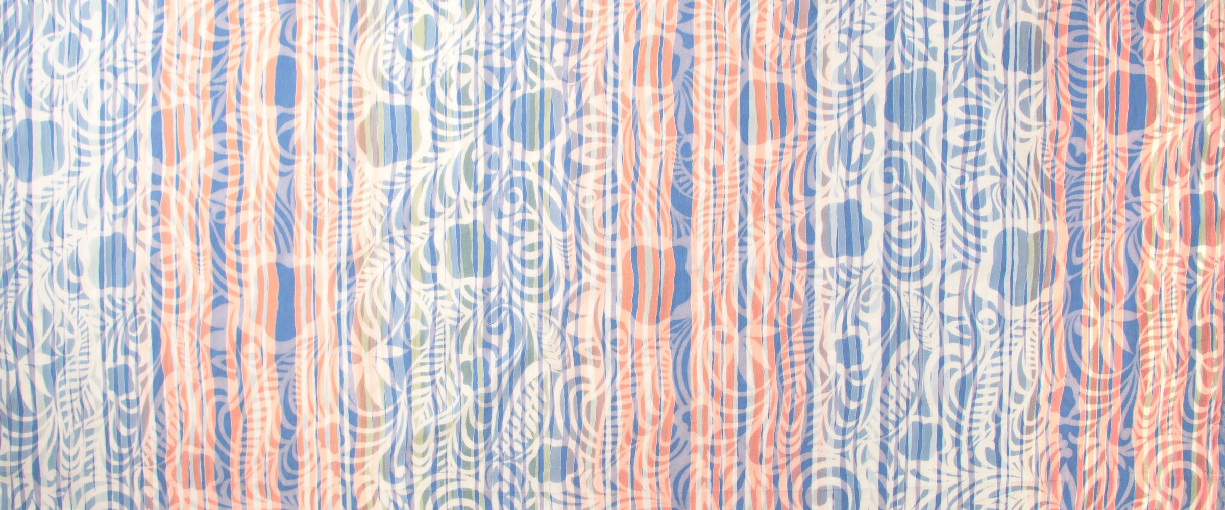 Color Me Banyan Veranda Batik Quilt Fabric - Floral Stripe in Peach/Multi - 80759-52