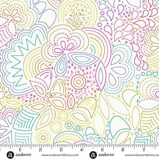 Color Wheel Fabric by Alison Glass - Spectrum Stripe in Night Black - A-1447-K