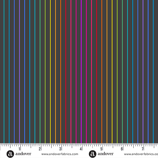 Color Wheel Fabric by Alison Glass - Spectrum Stripe in Night Black - A-1447-K