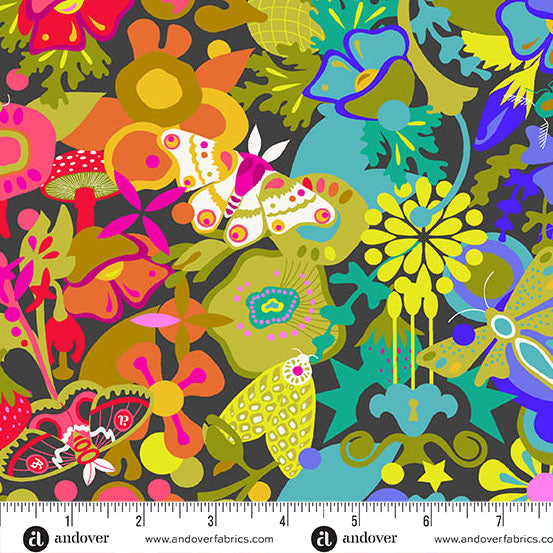 Color Wheel Fabric by Alison Glass - Whole Cloth (Ombre) in Night Black - A-1441-K