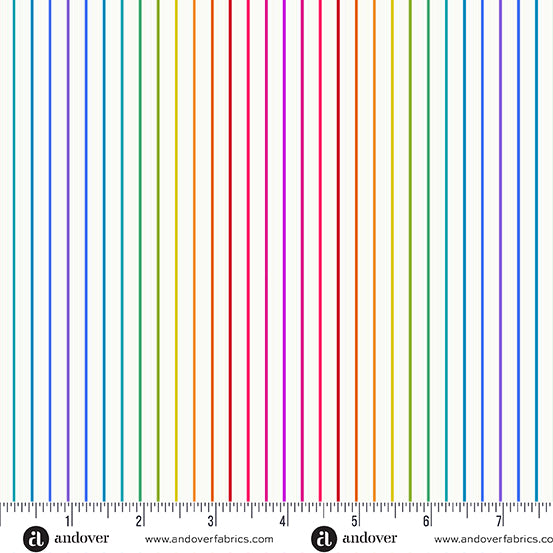 Color Wheel Quilt Fabric by Alison Glass - Spectrum Stripe in Day White - A-1447-L