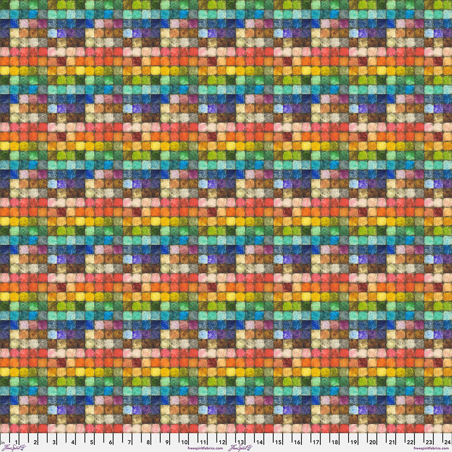 Colorblock Quilt Fabric by Tim Holtz - Colorblock Mosaic in Multi - PWTH179.MULTI