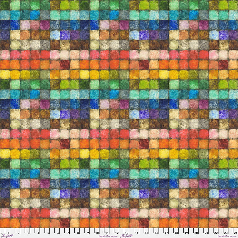 Colorblock Quilt Fabric by Tim Holtz - Colorblock Tiled in Multi - PWTH180.MULTI