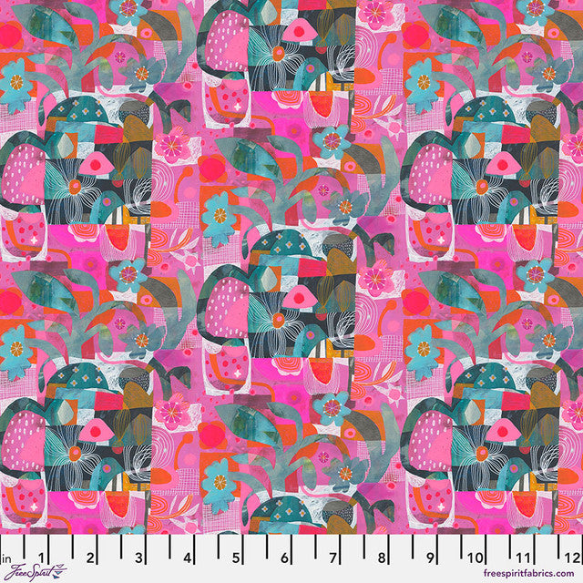 Colori Quilt Fabric - Blocks in Pink - PWES035.PINK