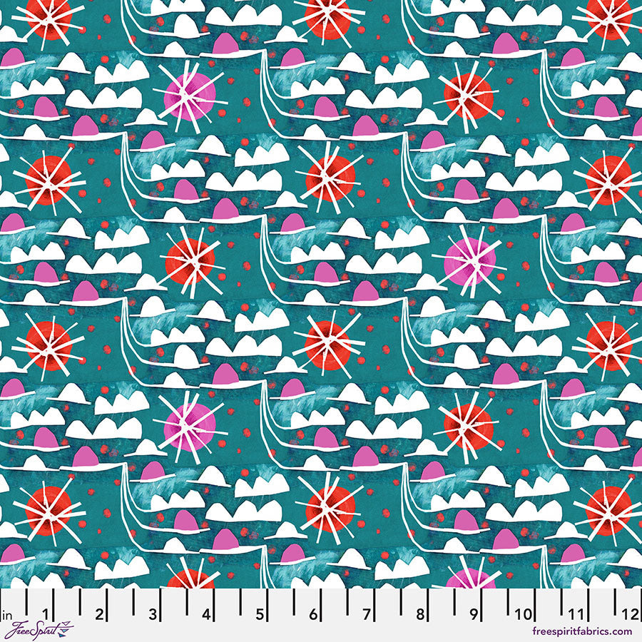 Colori Quilt Fabric - Waves in Teal - PWES044.TEAL