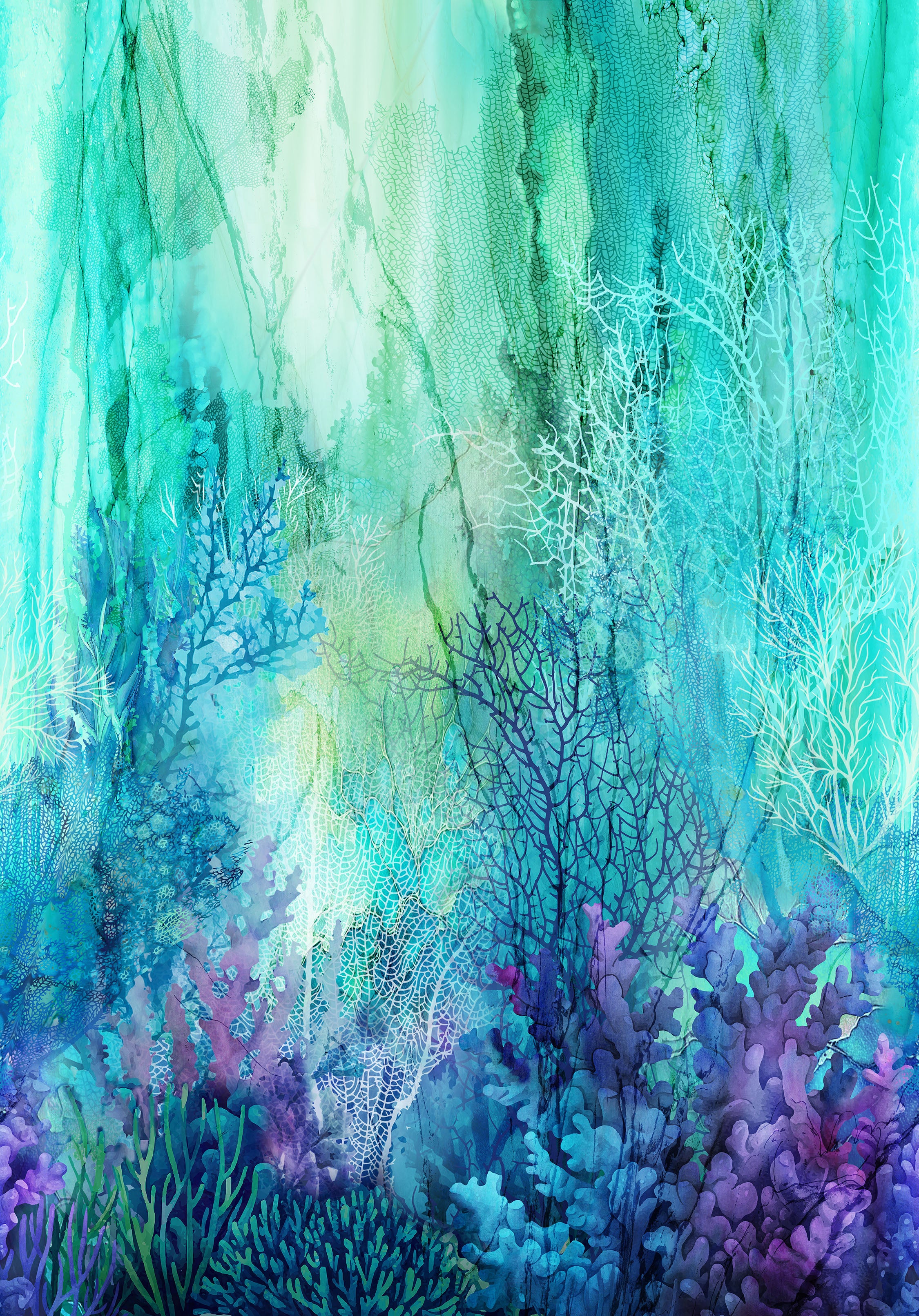 Coral Reef Quilt Fabric - Ombre in Turquoise/Multi - DP28876-66
