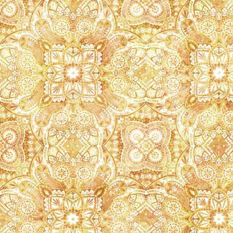 Cotton Tails Quilt Fabric - Geo Medallion in Maize Yellow - 2600 30084 S