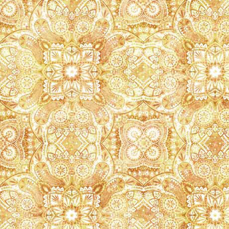 Cotton Tails Quilt Fabric - Geo Medallion in Maize Yellow - 2600 30084 S